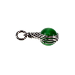 30mm x 12 mm Groene Kattenoogsteen Hanger Dames - Gepolijst RVS - Handgemaakt Visgraattechniek Steen Hanger