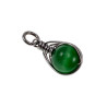 30mm x 12 mm Groene Kattenoogsteen Hanger Dames - Gepolijst RVS - Handgemaakt Visgraattechniek Steen Hanger