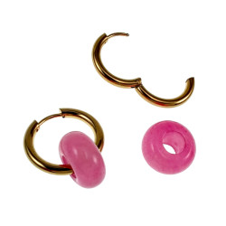 ∅19mm x 2,5mm Oorringen met Chalcedoonsteen - Verguld RVS - Dames Oorbellen met Donut Hanger