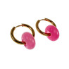 ∅19mm x 2,5mm Oorringen met Chalcedoonsteen - Verguld RVS - Dames Oorbellen met Donut Hanger