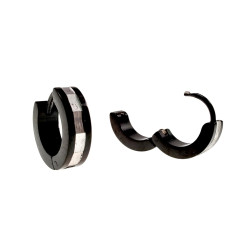 ∅13mm x 4mm Oorringen Unisex - Zwarte PVD-Coating RVS - Bicolor Oorbellen Dames - Heren