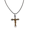 55cm x 2mm Jasseron-Ketting + 37mm x 28mm Kruishanger Unisex - RVS Zilverkleur/Goudkleur - Bicolor Kruishanger met Jesus