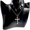 55cm x 2mm Jasseron-Ketting + 37mm x 28mm Kruishanger Unisex - RVS Zilverkleur/Goudkleur - Bicolor Kruishanger met Jesus