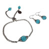 15 tot 20cm Armband Dames - Gepolijst RVS - Ronde Schakelarmband met Turquoise kattenoogsteen - Verstelbaar met Schuifsluiting