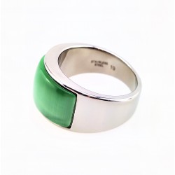 Roestvrijstalen Ring met Groen Opaal